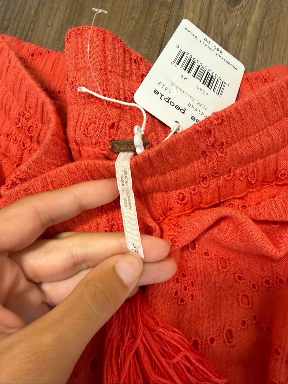 Free People Bright Red Eyelet Ruffle Shorts - Picture 4 of 6